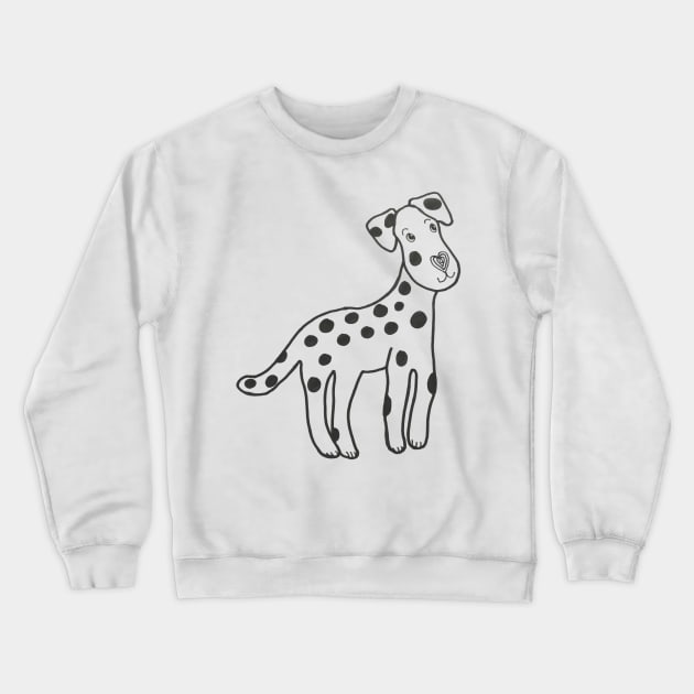 Dalmation dog with heart nose Crewneck Sweatshirt by Puddle Lane Art